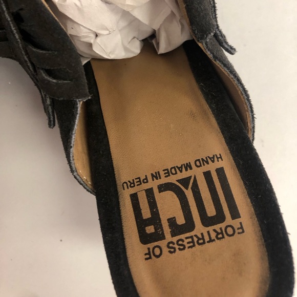 FORTRESS ON INCA HAND MADE JUANITA LEATHER FRINGE heeled Miley with clog shape - Picture 5 of 9